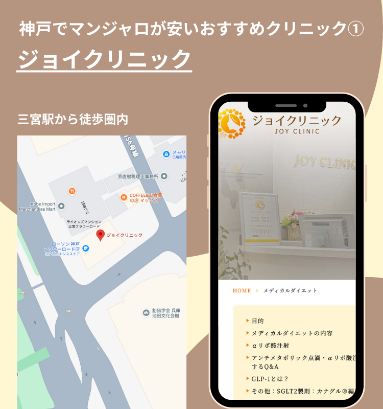 神戸でマンジャロが安いおすすめクリニック①ジョイクリニック
