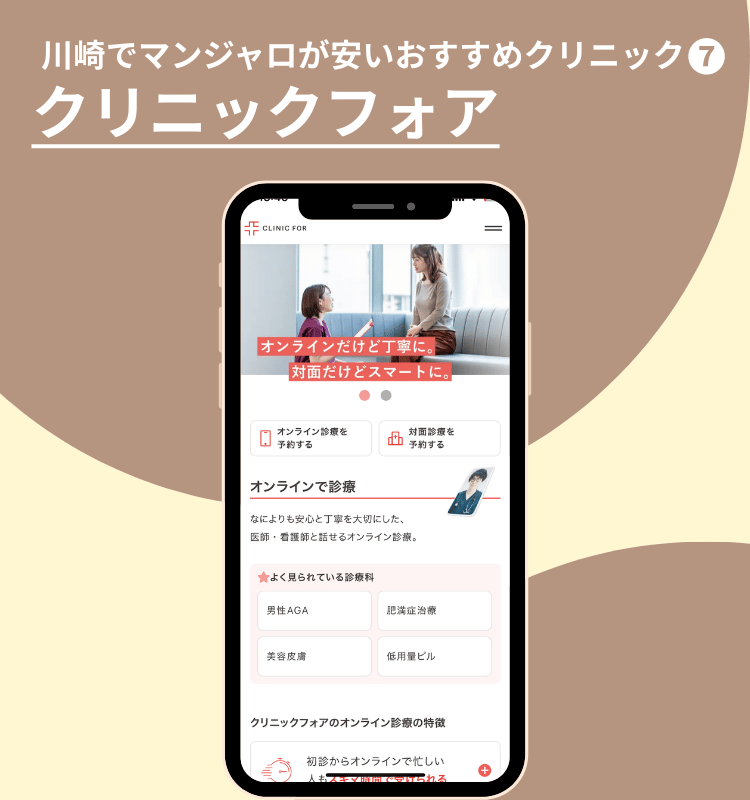 川崎でマンジャロが安いおすすめクリニック⑦クリニックフォア