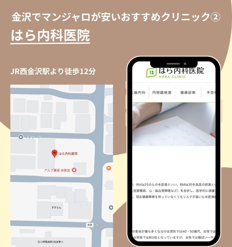 金沢でマンジャロが安いおすすめクリニック②はら内科医院