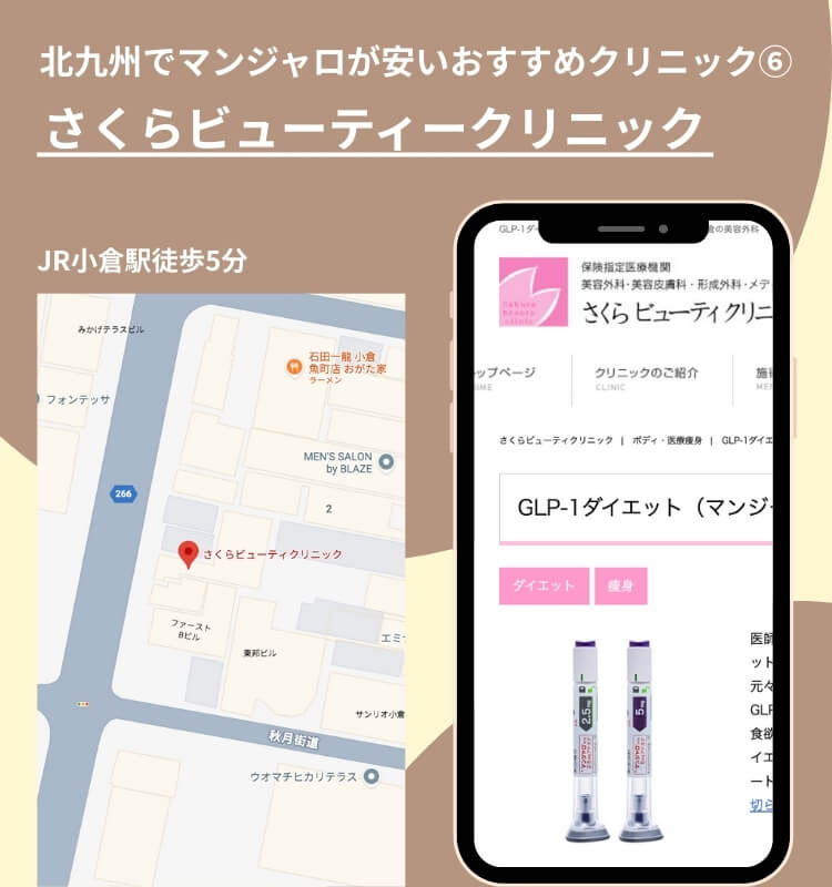 北九州でマンジャロが安いおすすめクリニック⑤さくらビューティークリニック