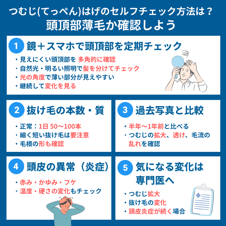 つむじはげのセルフチェック法