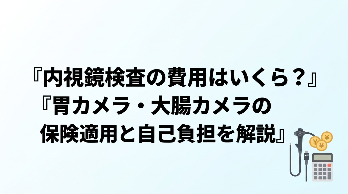 内視鏡検査の費用はいくら？胃カメラ・大腸カメラの保険適用と自己負担を解説
